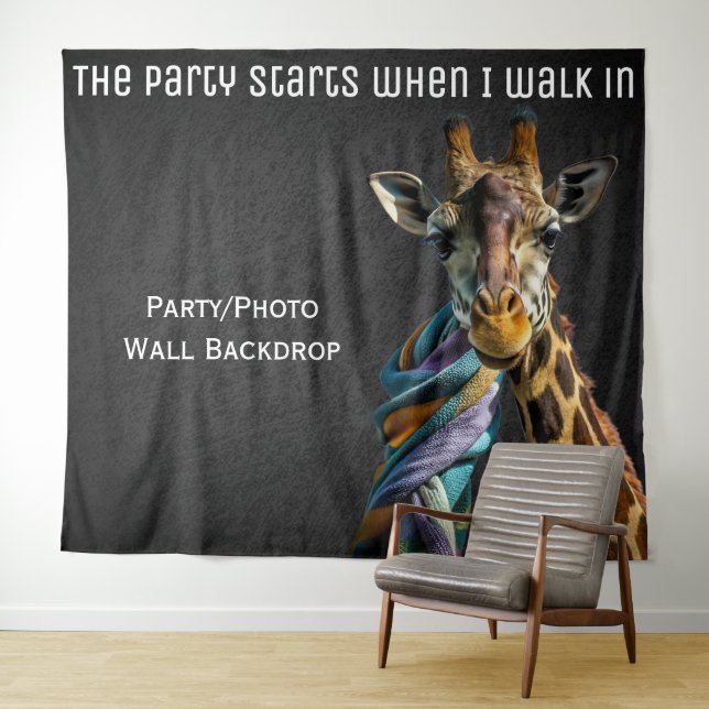 Party Decor Fun Photo Giraffe Backdrop  (In Situ (Horizontal))