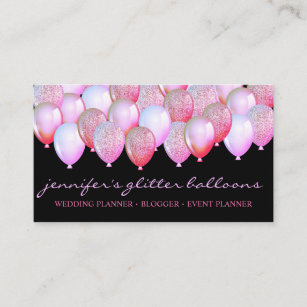 Party Decoration Glitter Balloons Sparkles Pink Business Card