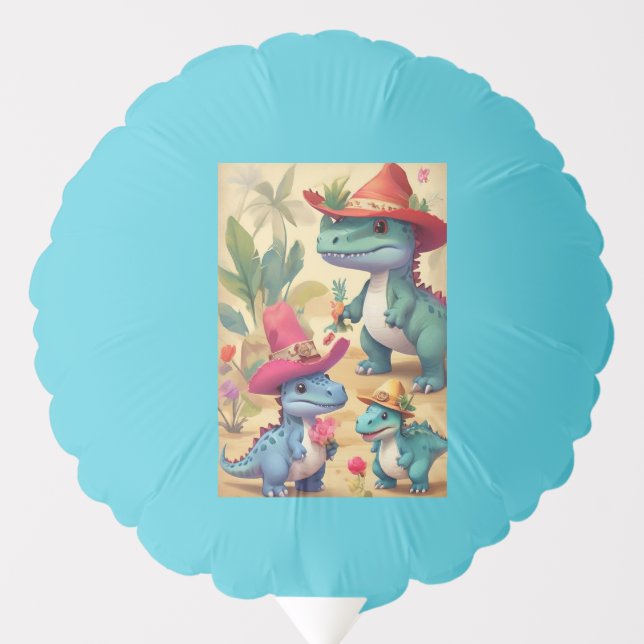 Party Dino Cowboys Paper Plate Balloon (Front)