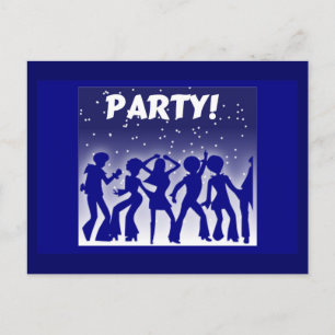 Party Disco Dancers Invitation Postcard