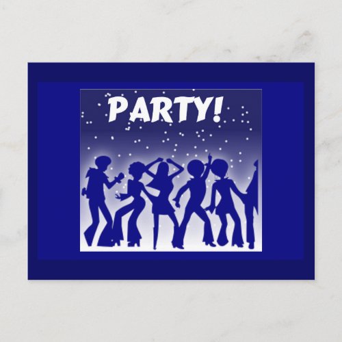 Party Disco Dancers Invitation Postcard