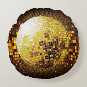Party Disco: Vintage Glowing Lights. Round Pillow