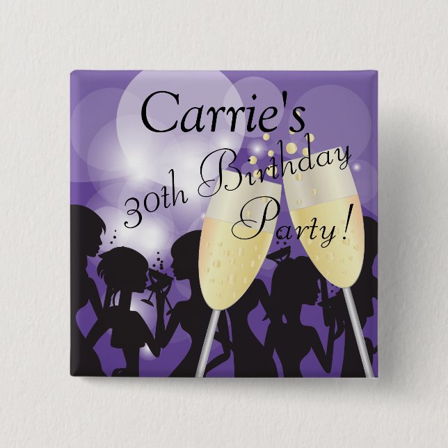 Party Diva Girls Night Out Template in Purple Button (Front)