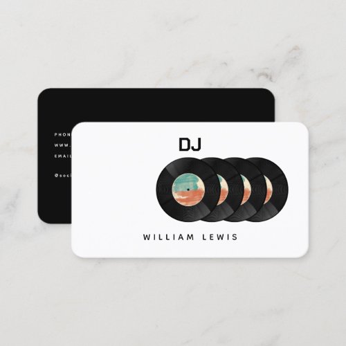 Party DJ Deejay Retro Vinyl Record QR Code  Business Card