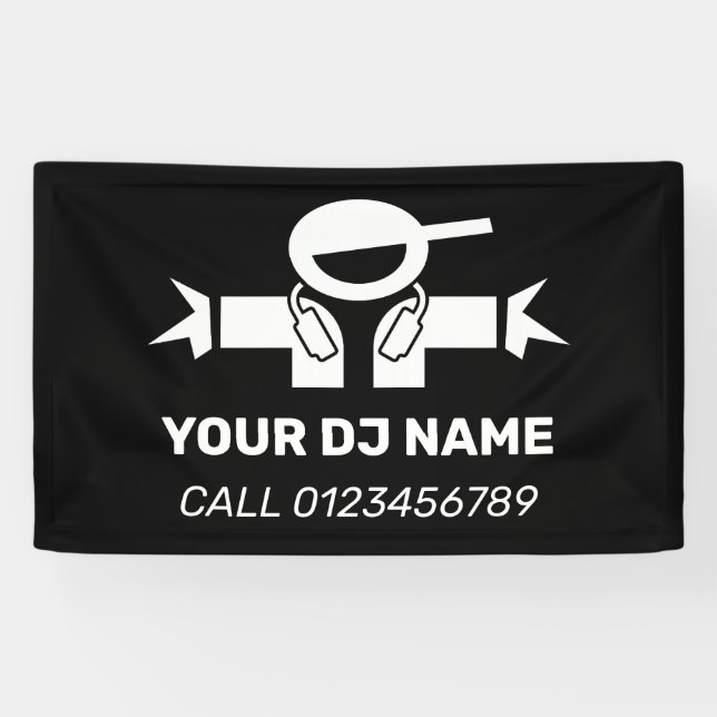 Party DJ for hire deejay advertising banner sign (Horizontal)
