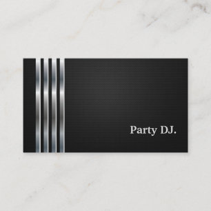 Party DJ Professional Black Silver Business Card