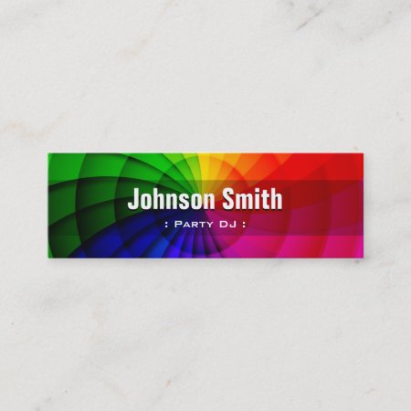 Party Dj - Radial Rainbow Colors Mini Business Card