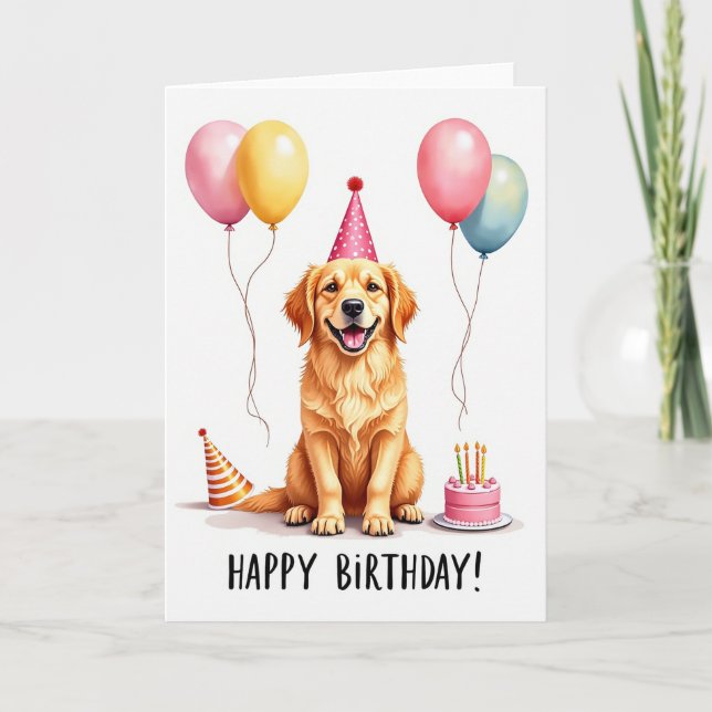 Party Dog Birthday Card (Front)