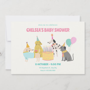 Party Dog colorful pastel colors baby shower Invitation