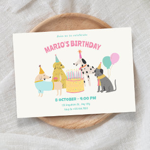 Party Dog colorful pastel colors birthday Invitation
