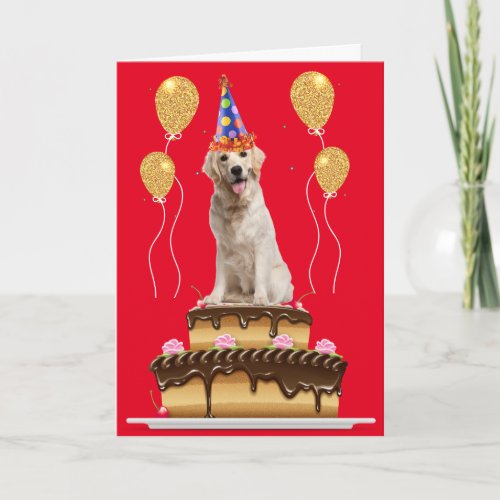 Party Dog On A Cake Birthday Card