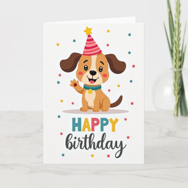 Party Dog Smiling Birthday Card (Front)