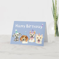 Party Dogs Watercolor Happy Birthday