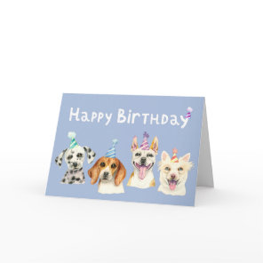 Party Dogs Watercolor Happy Birthday Card