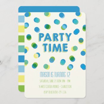 Party Dots Kids Birthday Invitation by KarisGraphicDesign at Zazzle