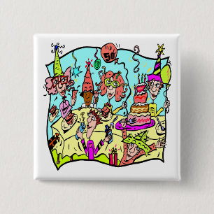 Party Down 50th Birthday Gifts Pinback Button