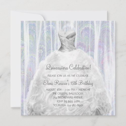 Party Dress White Quinceanera Invitations