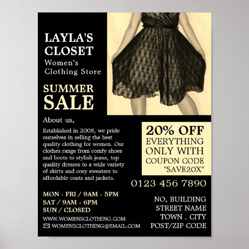 Party Dress Womens Clothing Store Advertising Poster