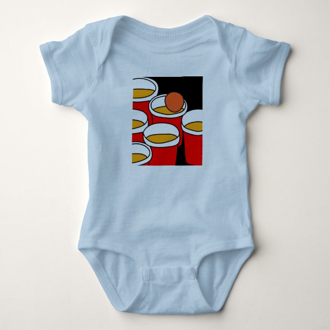 Party Drinking Game Beerpong Beer Pong Baby Bodysuit (Front)