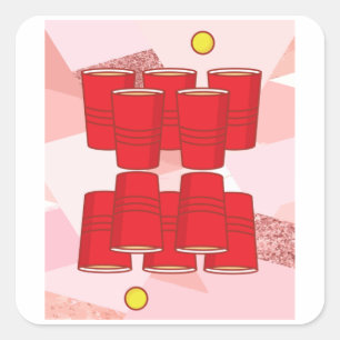 Party Drinking Game Beerpong Beer Pong Square Sticker