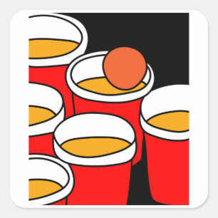 Party Drinking Game Beerpong Beer Pong Square Sticker