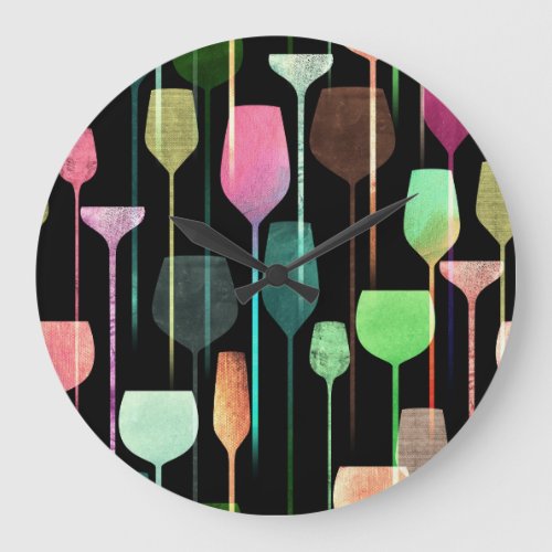 Party Drinks Collage Art Large Clock