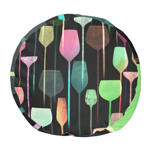 Party Drinks Collage Art Pouf