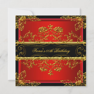 Party Elegant Floral Red Black Gold Invitation