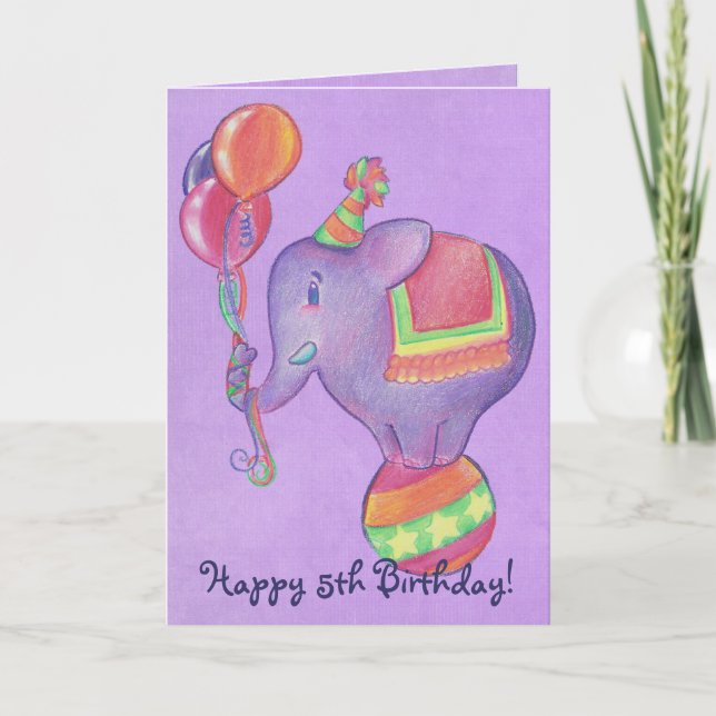 Party Elephant Birthday Card (Front)
