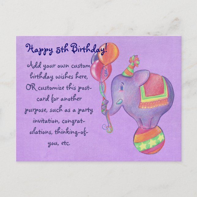 Party Elephant Post Card (Front)
