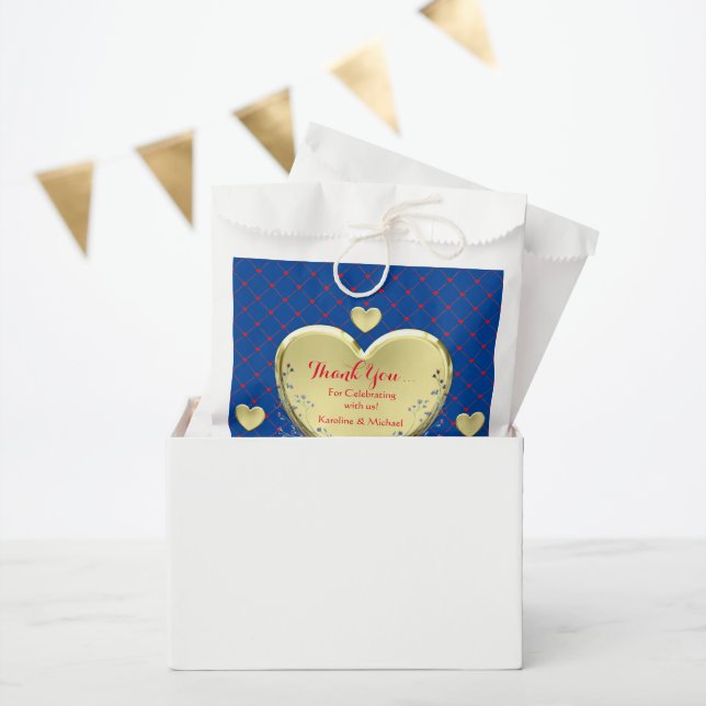 Party Event Blue Wedding Hearts Favor Bag (Party)