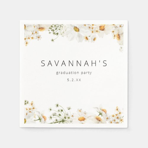 Party Event Daisy Floral Name or Monogram Napkins