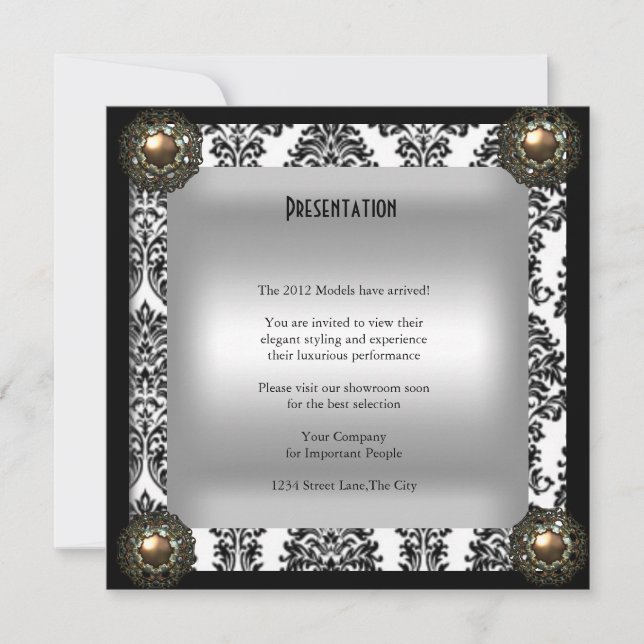 Party Event Elegant Damask Jewel Invitation (Front)