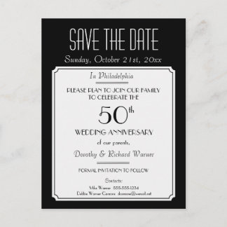 Party, Event or Reunion Save the Date in Black Announcement Postcard