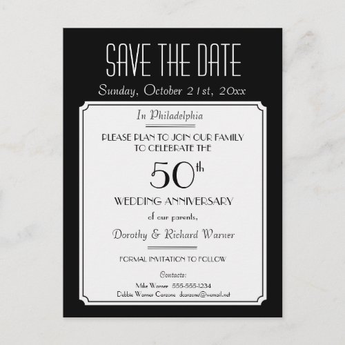 Party Event or Reunion Save the Date in Black Announcement Postcard