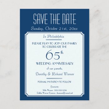 Party  Event Or Reunion Save The Date In Blue Announcement Postcard by Zigglets at Zazzle