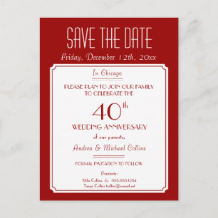 Party, Event or Reunion Save the Date in Red Announcement Postcard