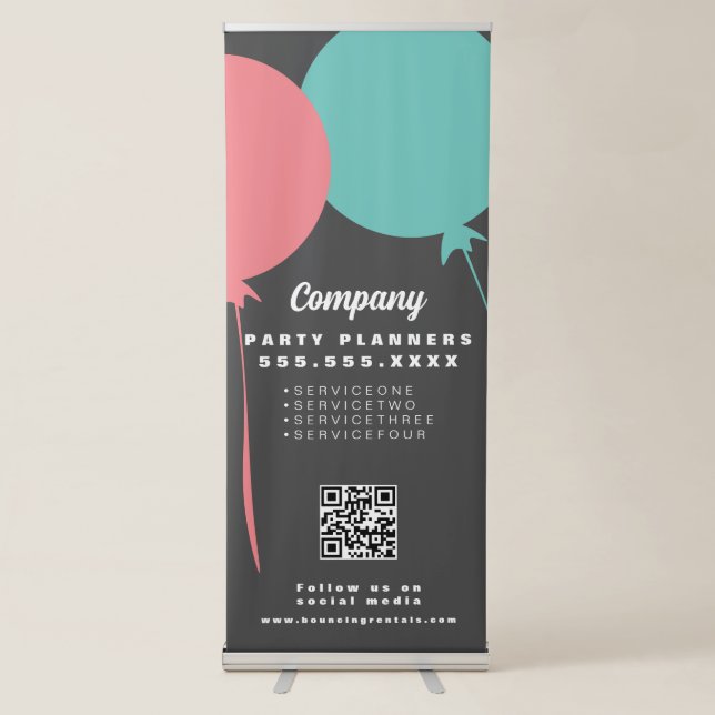 Party Event Planner Balloon Business Retractable Banner (Front)