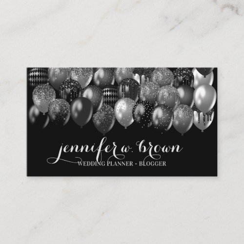 Party Event Planner Silver Bling Balloons Business Card
