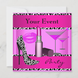 Party Event Shoes Pink Lipstick Invitation