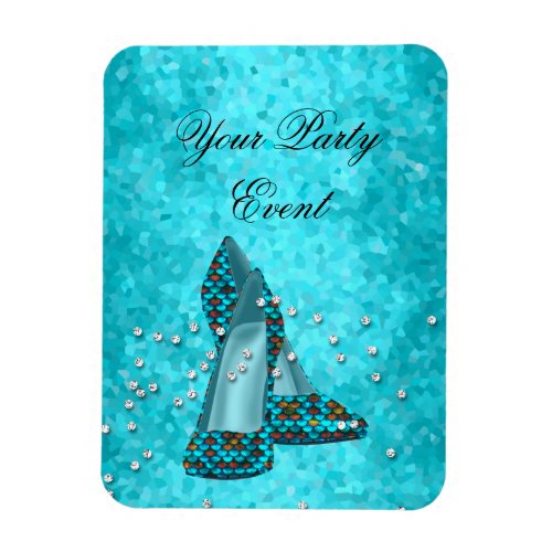 Party Event Teal Blue Glitter Shoes Magnet