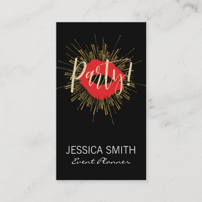 Party Explosion with a Kiss Business Card (Front)