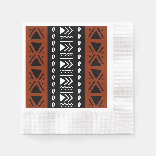 Party Favor African Bogolan Design Paper Napkins (Front)