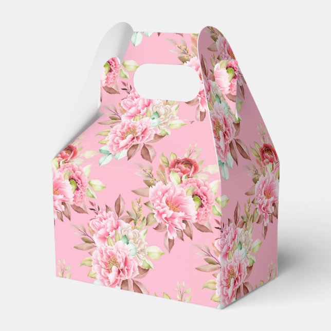 Party Favor Box Pink Peonies (Front Side)