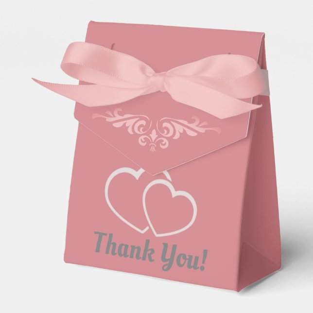 Party Favor Box with Ribbon - Blushing Champagne (Front Side)