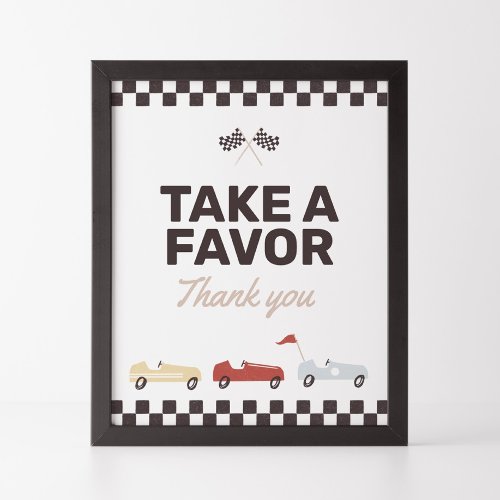 Party Favor Sign Two Fast Race Car Birthday
