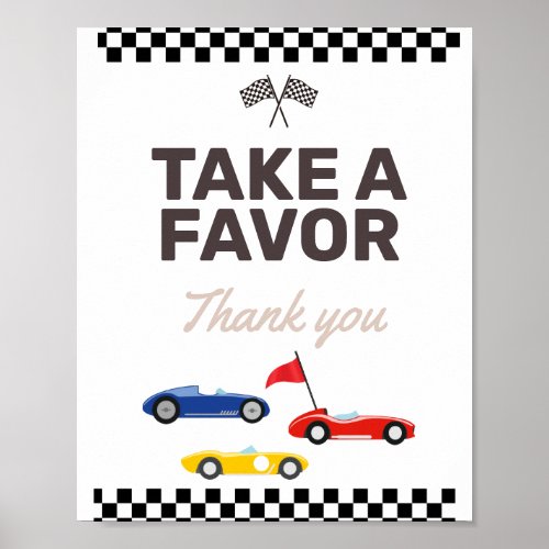 Party Favor Sign Two Fast Race Car Birthday