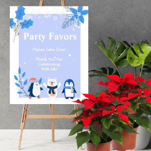 Party Favor Snowflake winter wonderland penguins  Poster