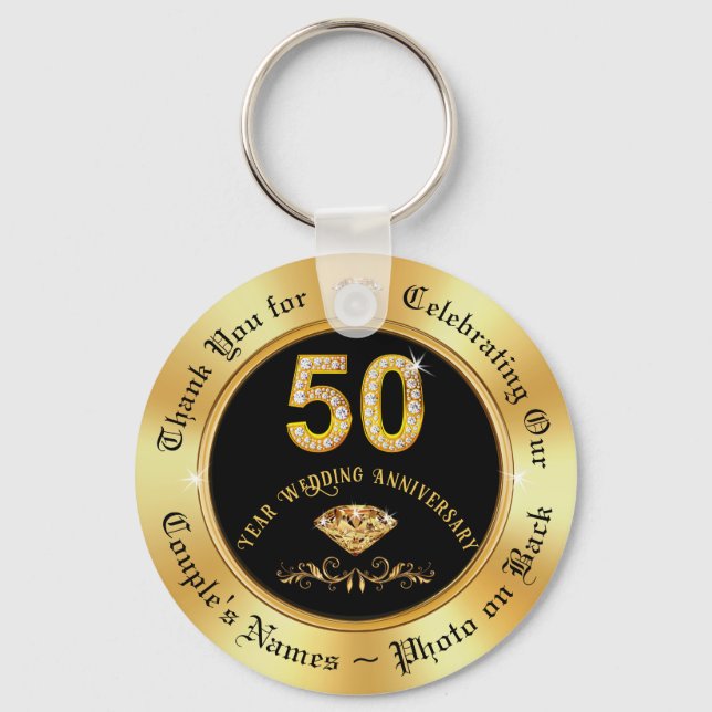 Party Favors for 50th Wedding Anniversary, Cheap Keychain (Front)