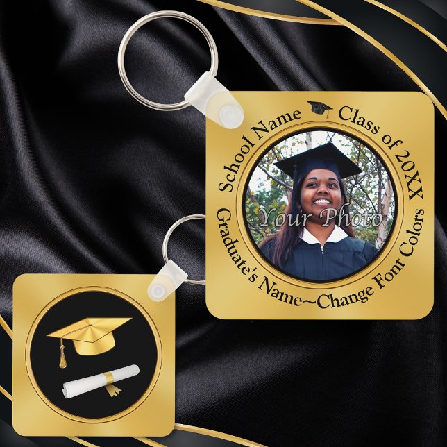 Party Favors for Graduation. Graduation Keychains (Graduation Party Favors. Personalised Graduation Keychains. Graduation party supplies. Black Gold.)